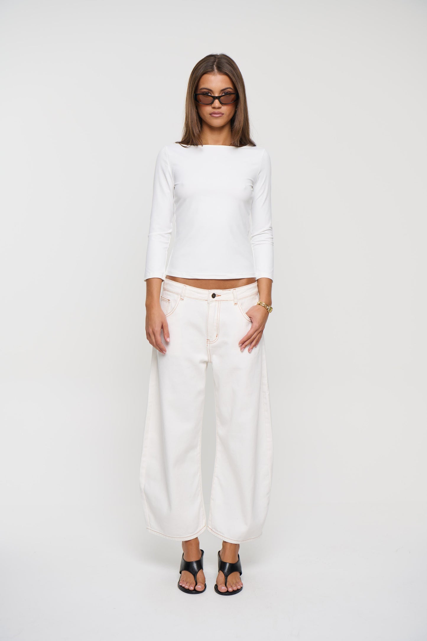 Horseshoe Cropped Jean Porcelain