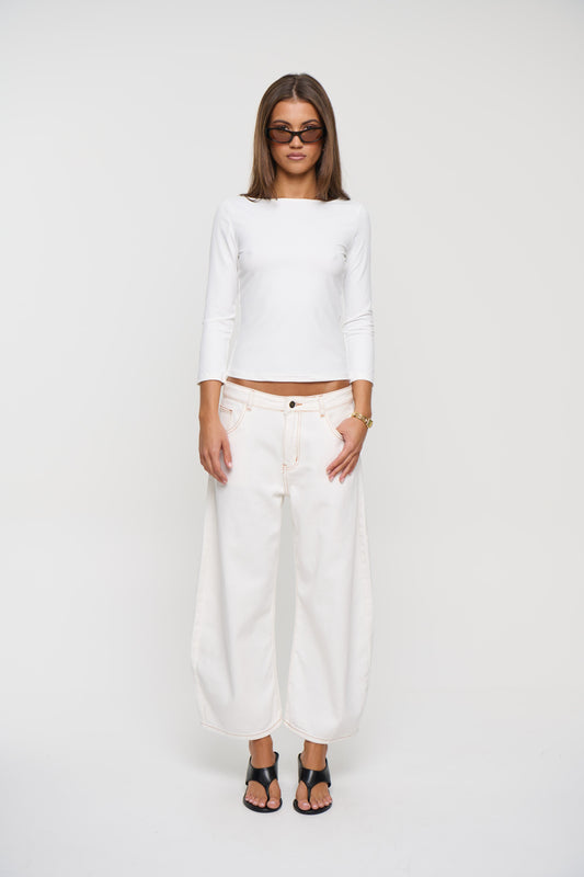 Horseshoe Cropped Jean Porcelain