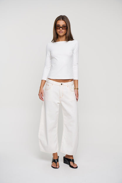Dakota 3/4 Sleeve Top White