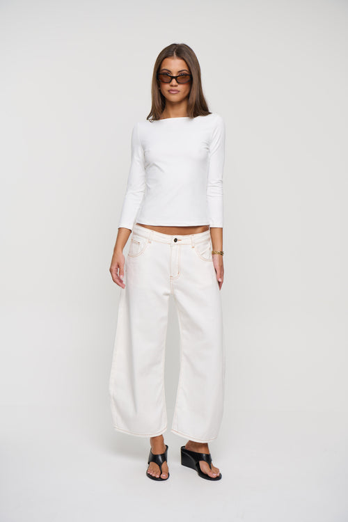 Dakota 3/4 Sleeve Top White