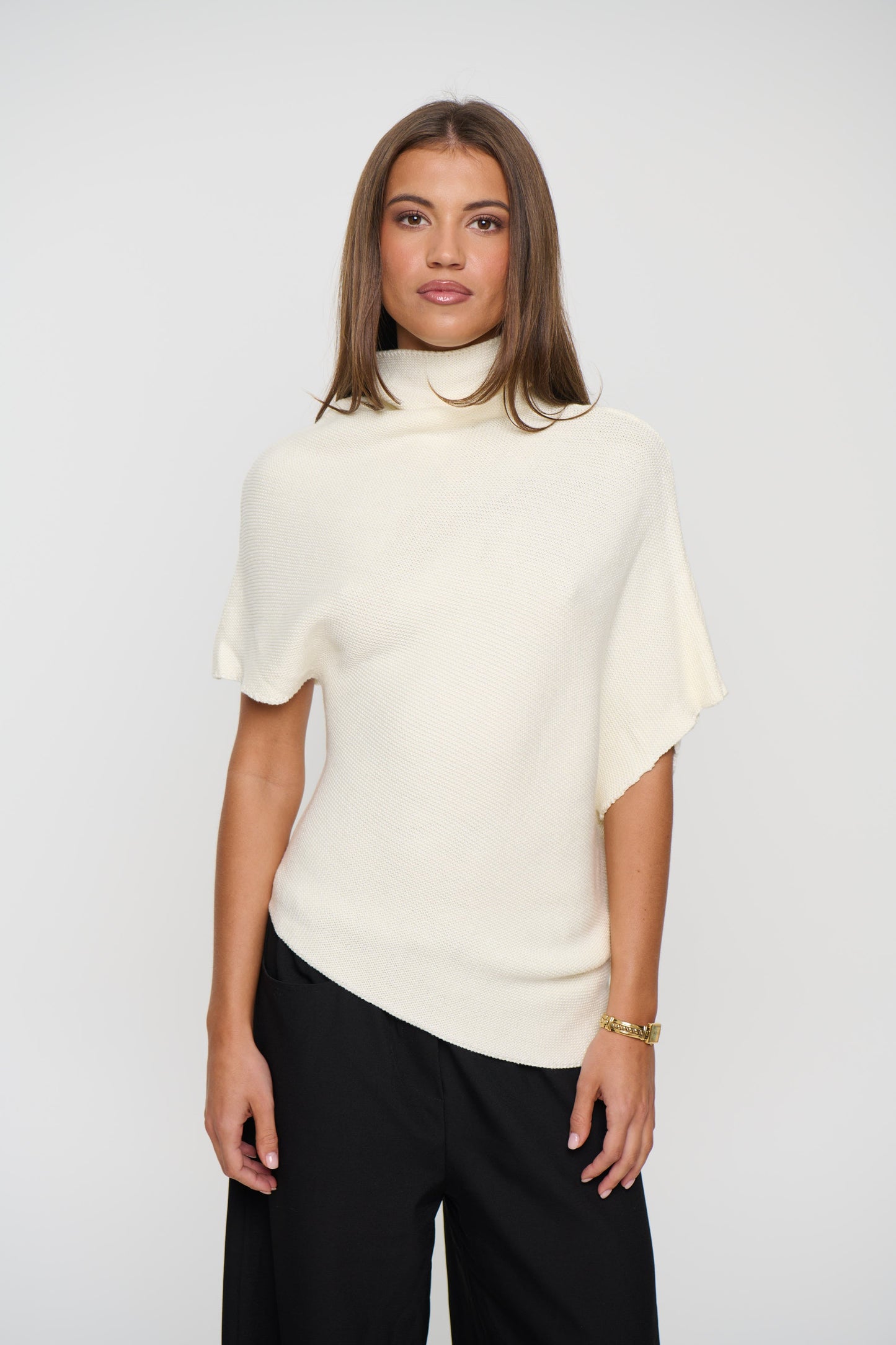Claire High Neck Top White
