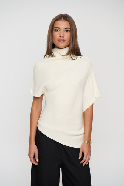 Claire High Neck Top White