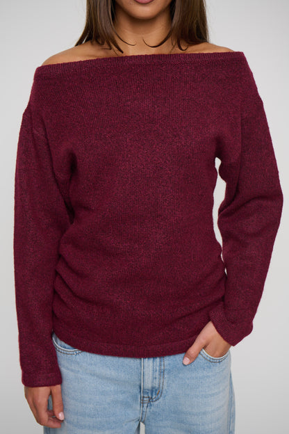 Harlow Off The Shoulder Knit Wine