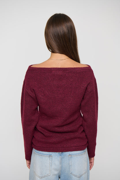 Harlow Off The Shoulder Knit Wine