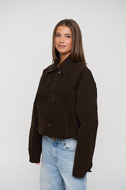 Jorja Suede Bomber Jacket Bark