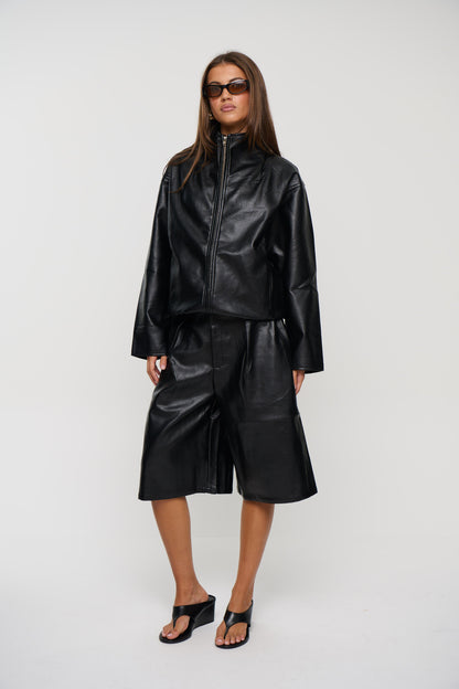 Flora Funnel Neck Jacket Black