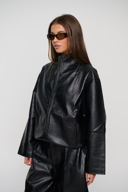 Flora Funnel Neck Jacket Black