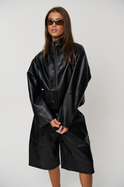 Flora Funnel Neck Jacket Black