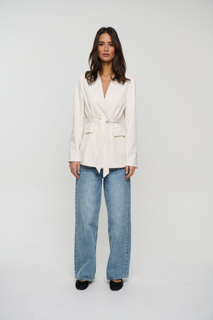Alysha Collarless Blazer Ivory