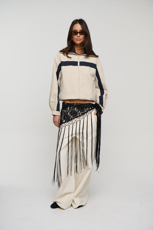 Andrea Fringe Scarf Belt Black