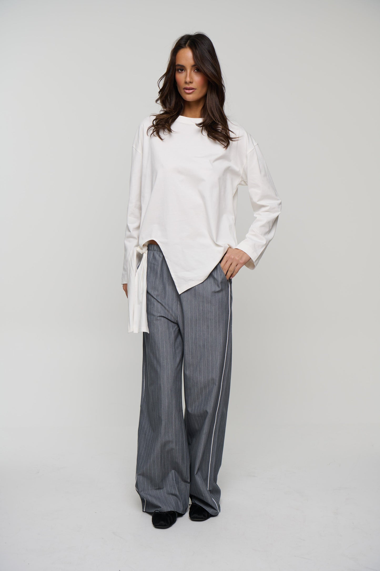 Jamie Pinstripe Pant Grey