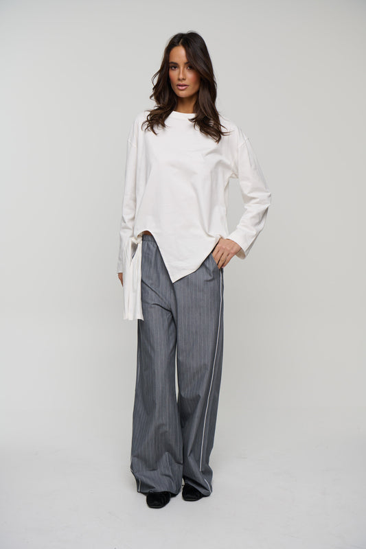 Jamie Pinstripe Pant Grey