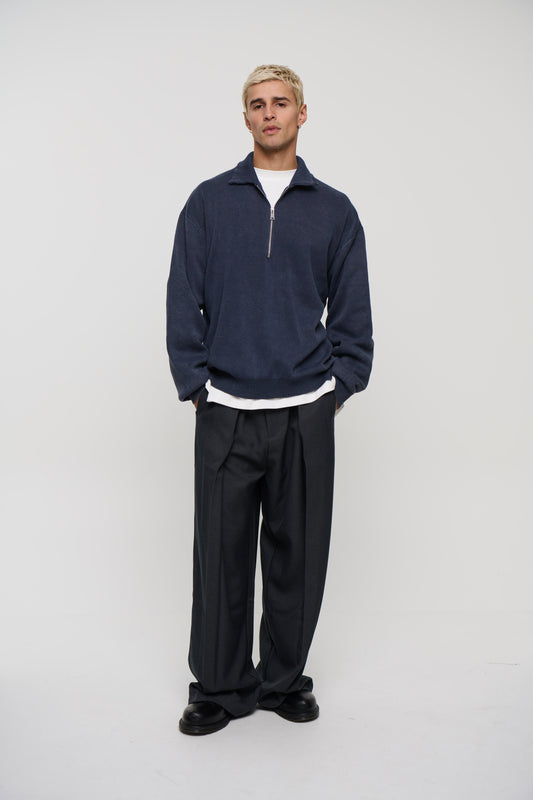 Calin Zip Up Knit Navy