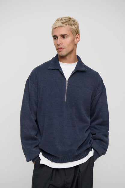 Calin Zip Up Knit Navy