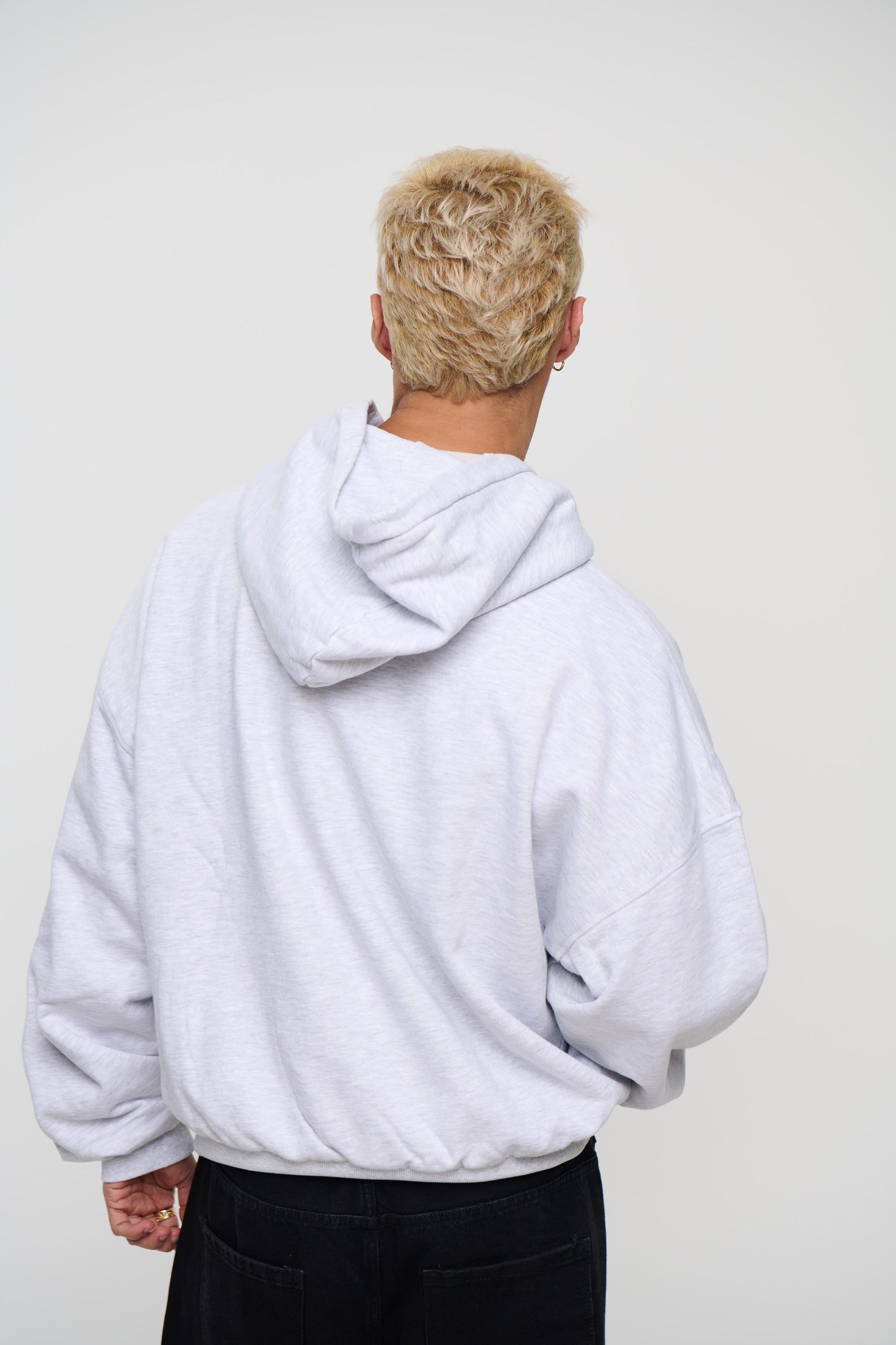 Heavyweight Lined Zip Up Hood Grey