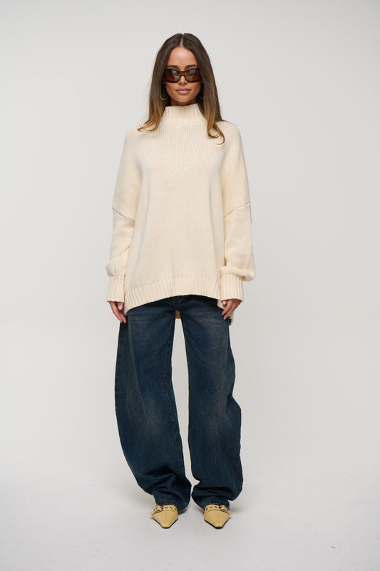 Layla Funnel Neck Knit Cream