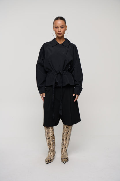 Gigi Cropped Trench Black