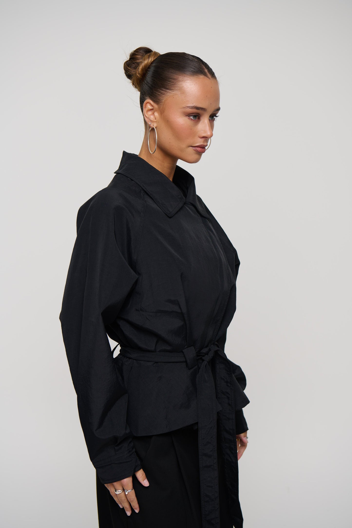 Gigi Cropped Trench Black
