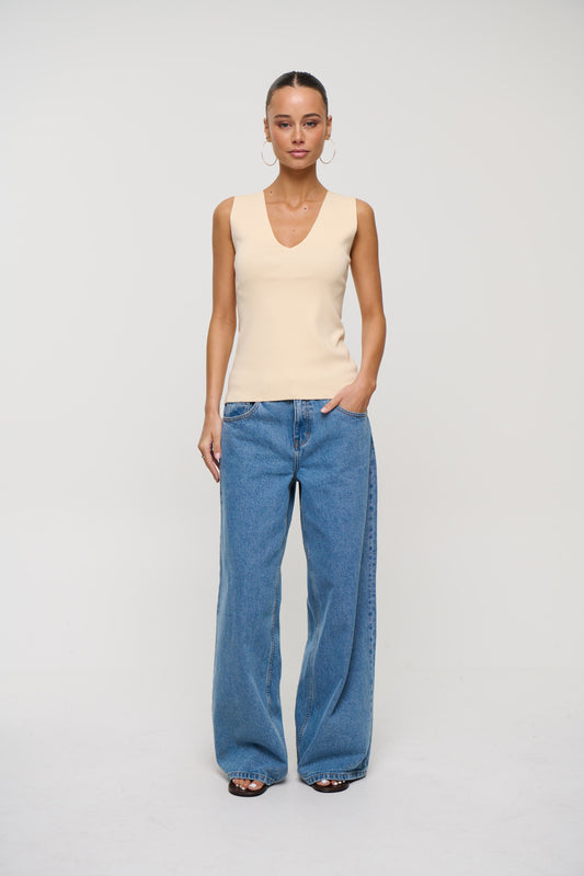Isla V Neck Tank Lemon