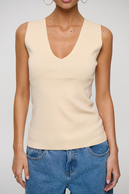 Isla V Neck Tank Lemon