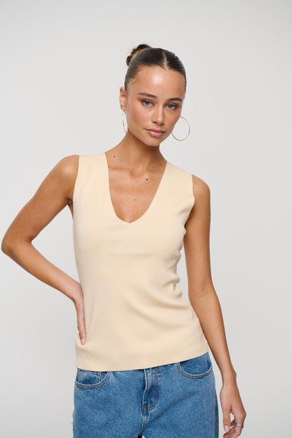 Isla V Neck Tank Lemon