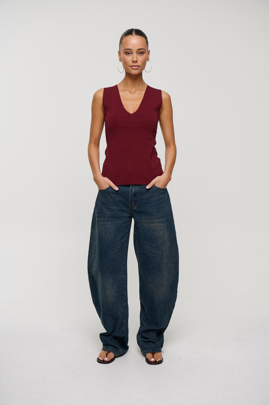 Isla V Neck Tank Wine