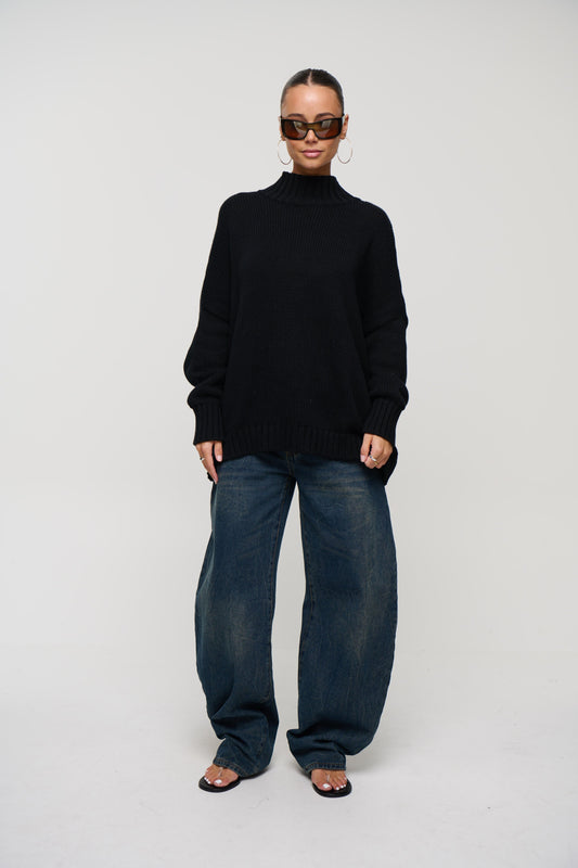 Layla Funnel Neck Knit Black