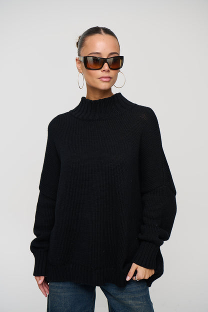 Layla Funnel Neck Knit Black
