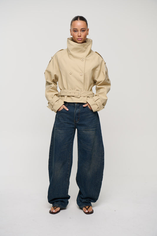 Blanc Cropped Trench Cream