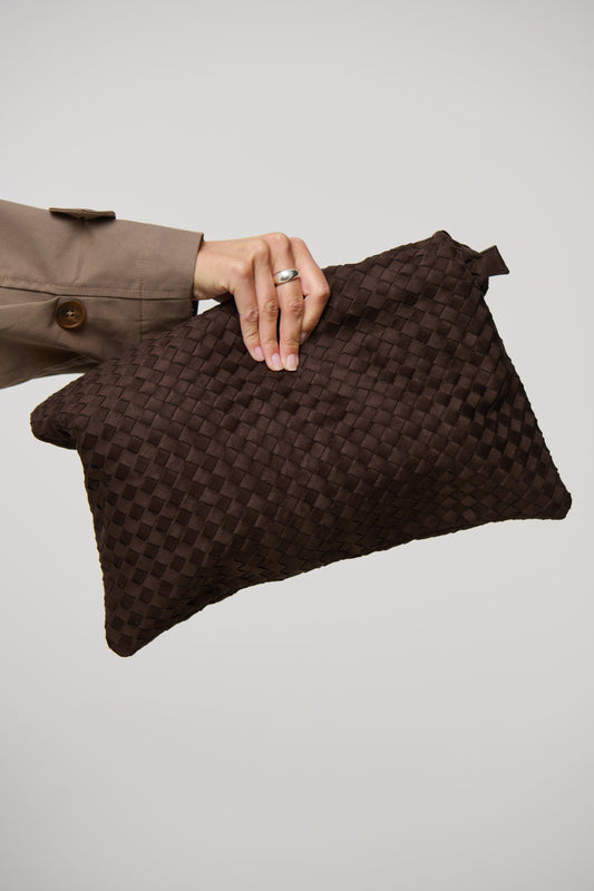 Alicia Clutch Bag Dark Cacao Suede