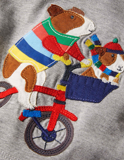 Appliqué T-shirt-Grey Marl Guinea Pigs