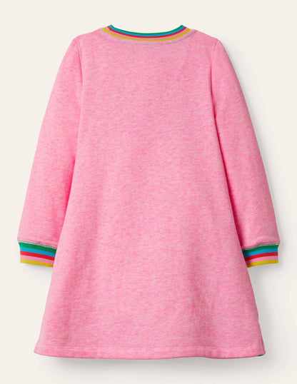 Appliqué Sweatshirt Dress-Bright Petal Pink Friends