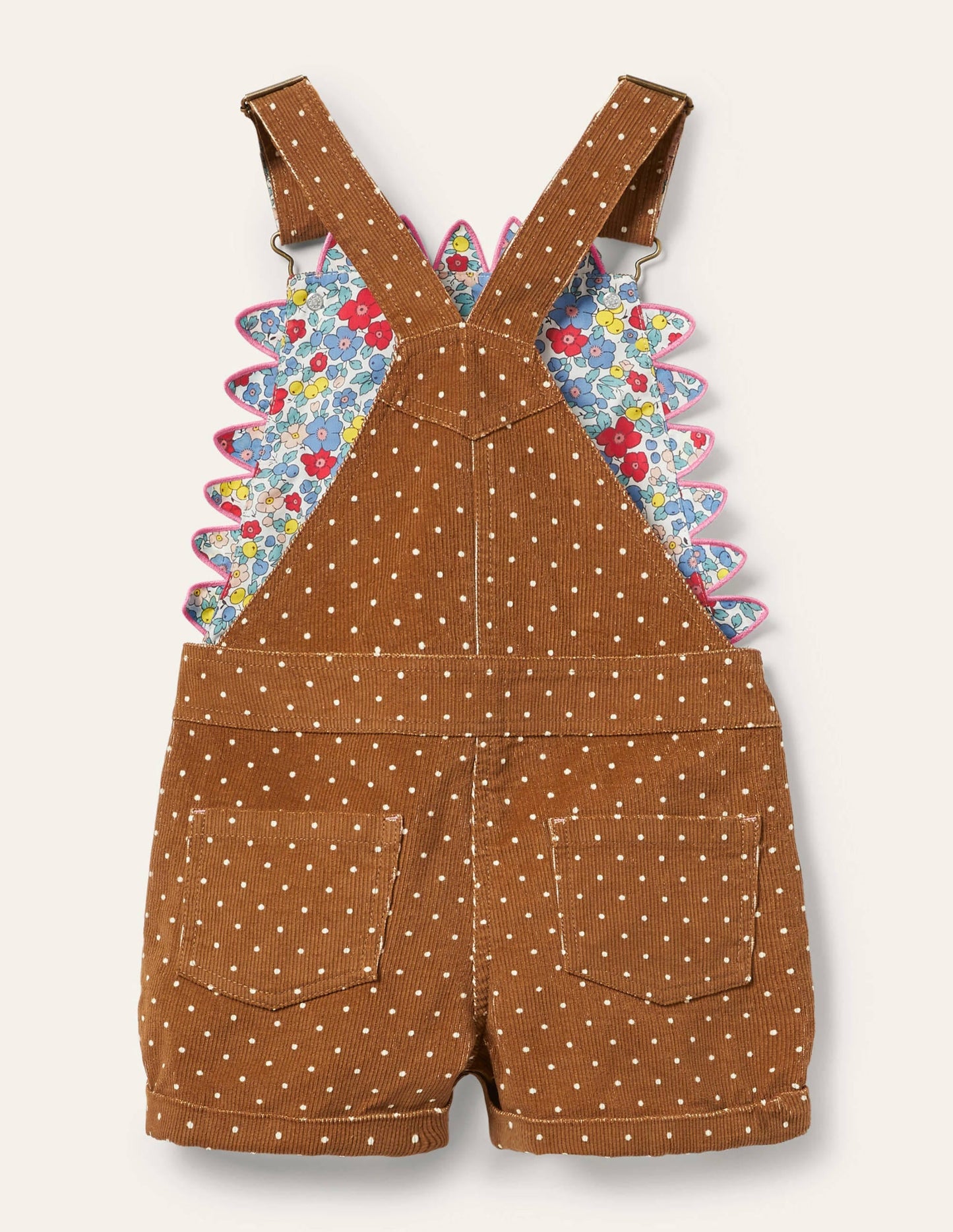 Animal Short Cord Overalls-Butterscotch Brown Hedgehog