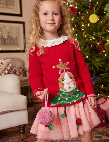 Appliqué Tulle Skirt-Boto Pink Holly