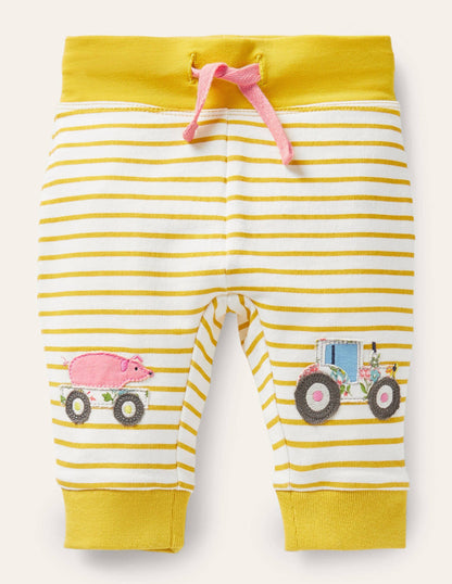 Appliqué Knee Jersey Bottoms-Ivory/Sweetcorn Yellow Farm