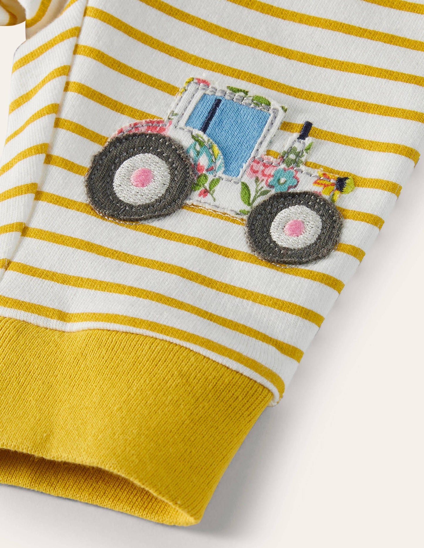 Appliqué Knee Jersey Bottoms-Ivory/Sweetcorn Yellow Farm