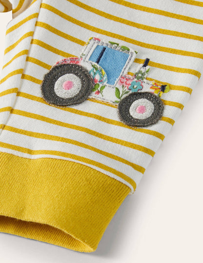 Appliqué Knee Jersey Bottoms-Ivory/Sweetcorn Yellow Farm