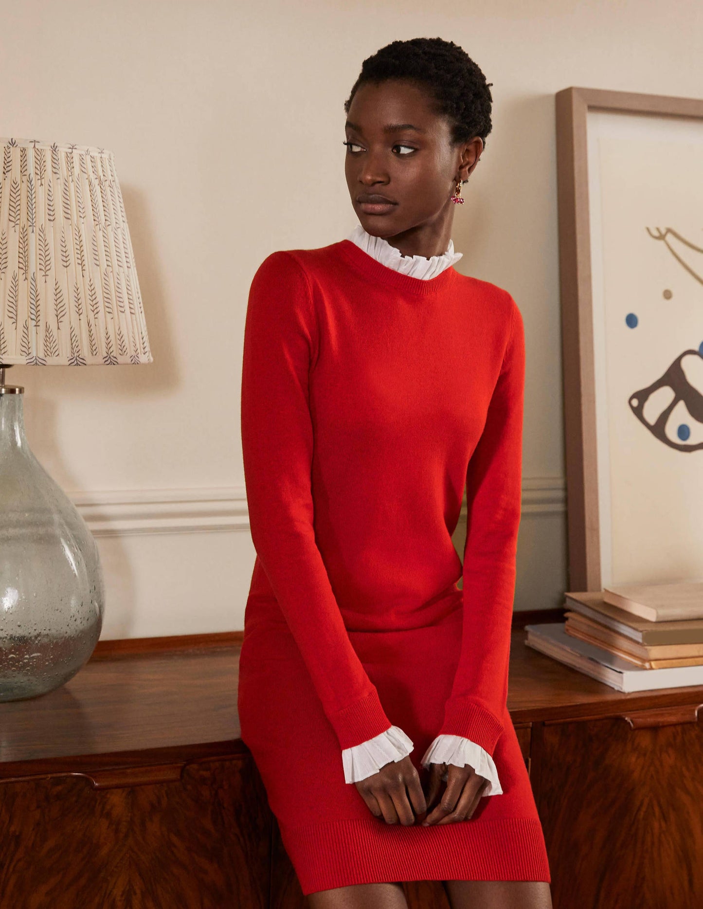 Beatrice Knitted Dress-Blazer Red