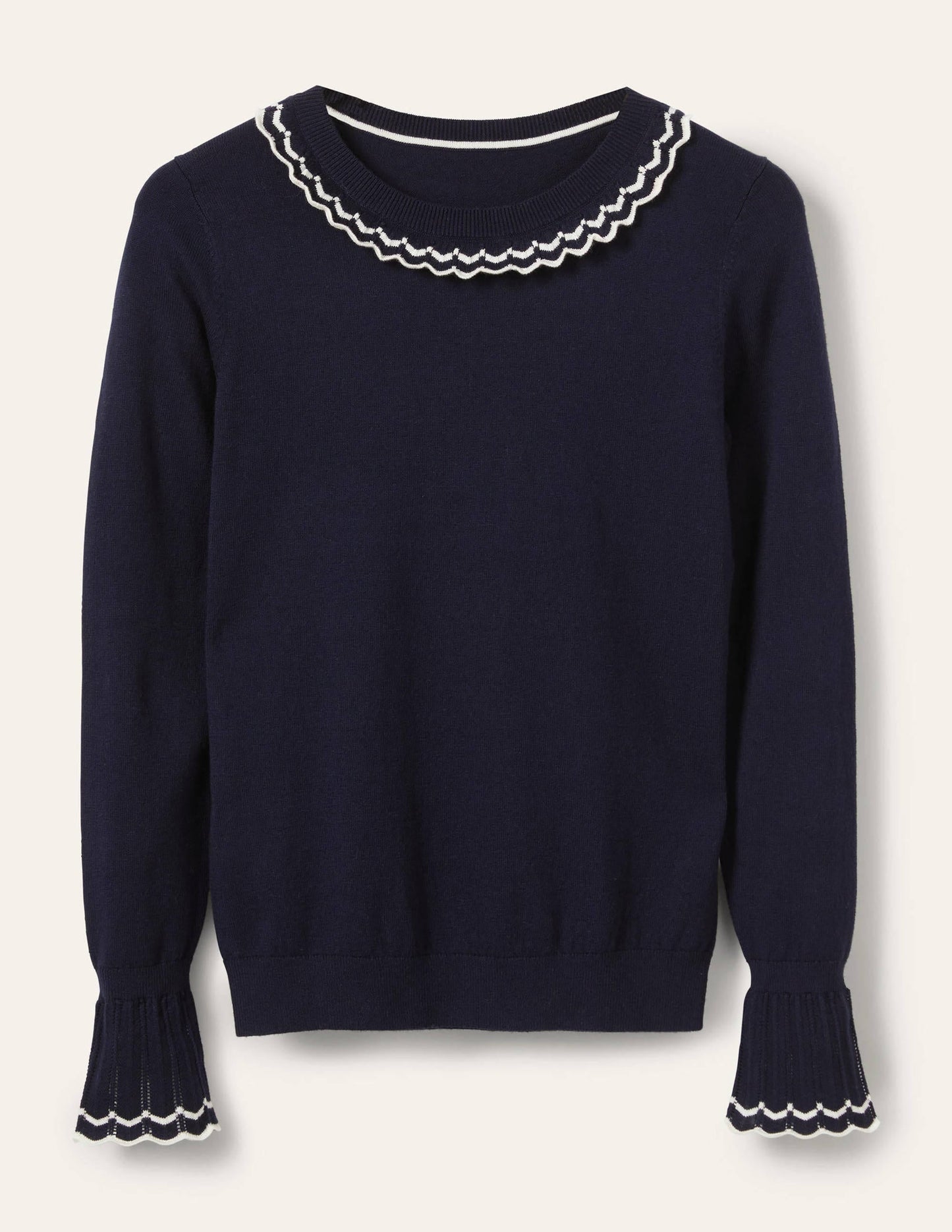 Aimee Pointelle Sweater-Navy