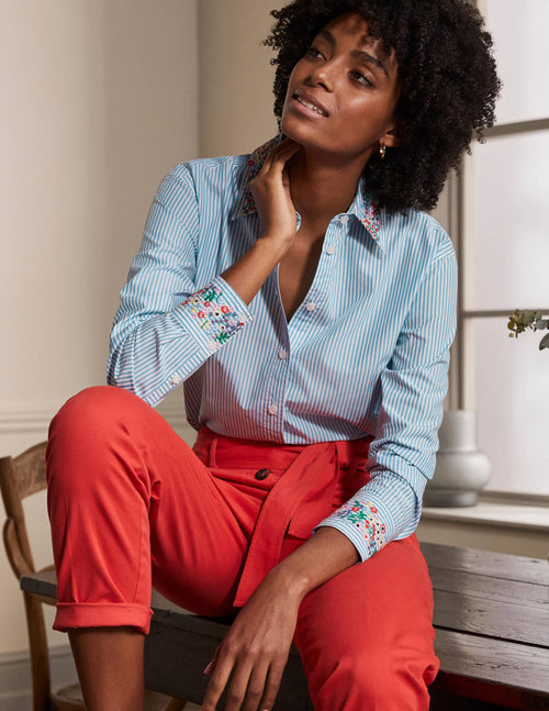 Agnes Oversized Shirt-Fine Blue Ticking Stripe