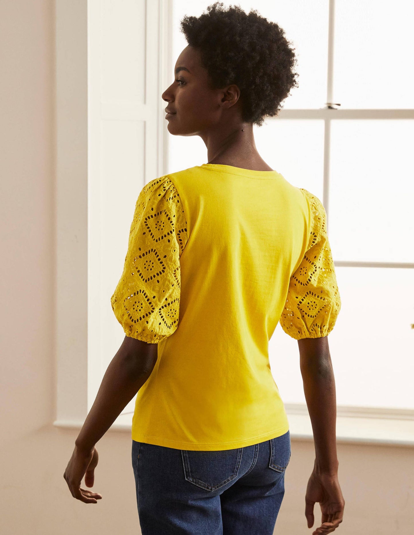 Abigail Puff Sleeve Jersey Top-Daffodil