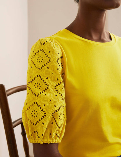Abigail Puff Sleeve Jersey Top-Daffodil