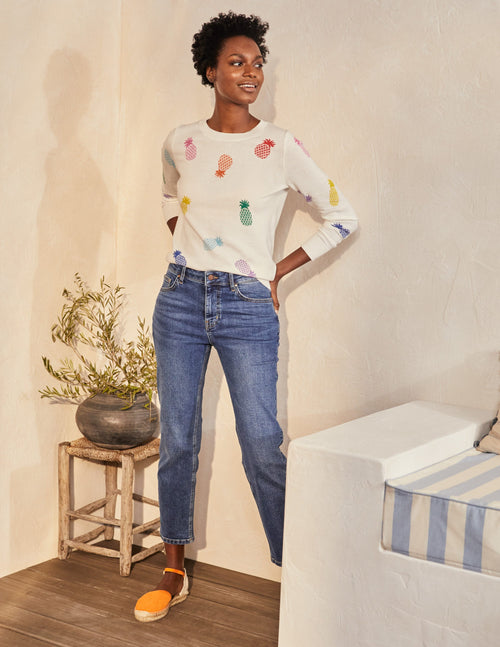 Banbury Cotton Sweater-Ivory Pineapples