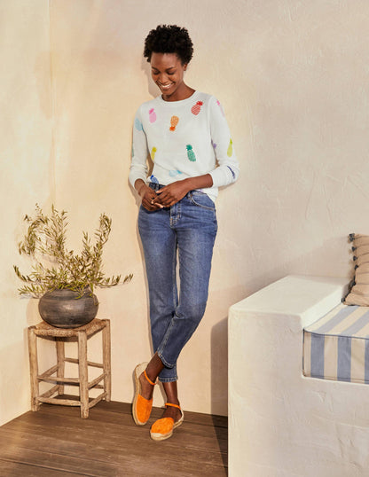 Banbury Cotton Sweater-Ivory Pineapples