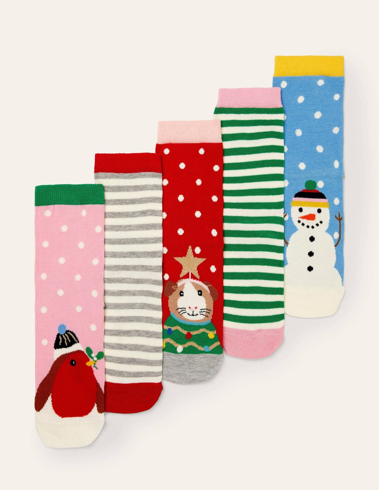 5 Pack Ankle Socks-Mini Me Festive