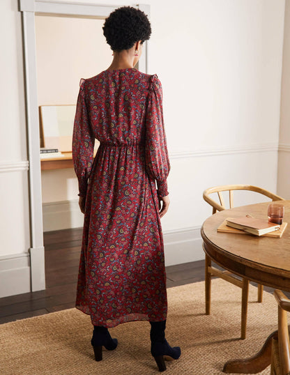 Becky Midi Wrap Dress-Winterberry, Exotic Floral