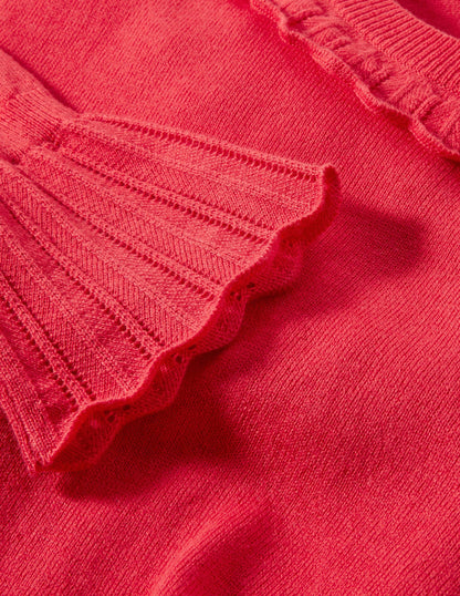 Aimee Pointelle Sweater-Bright Red