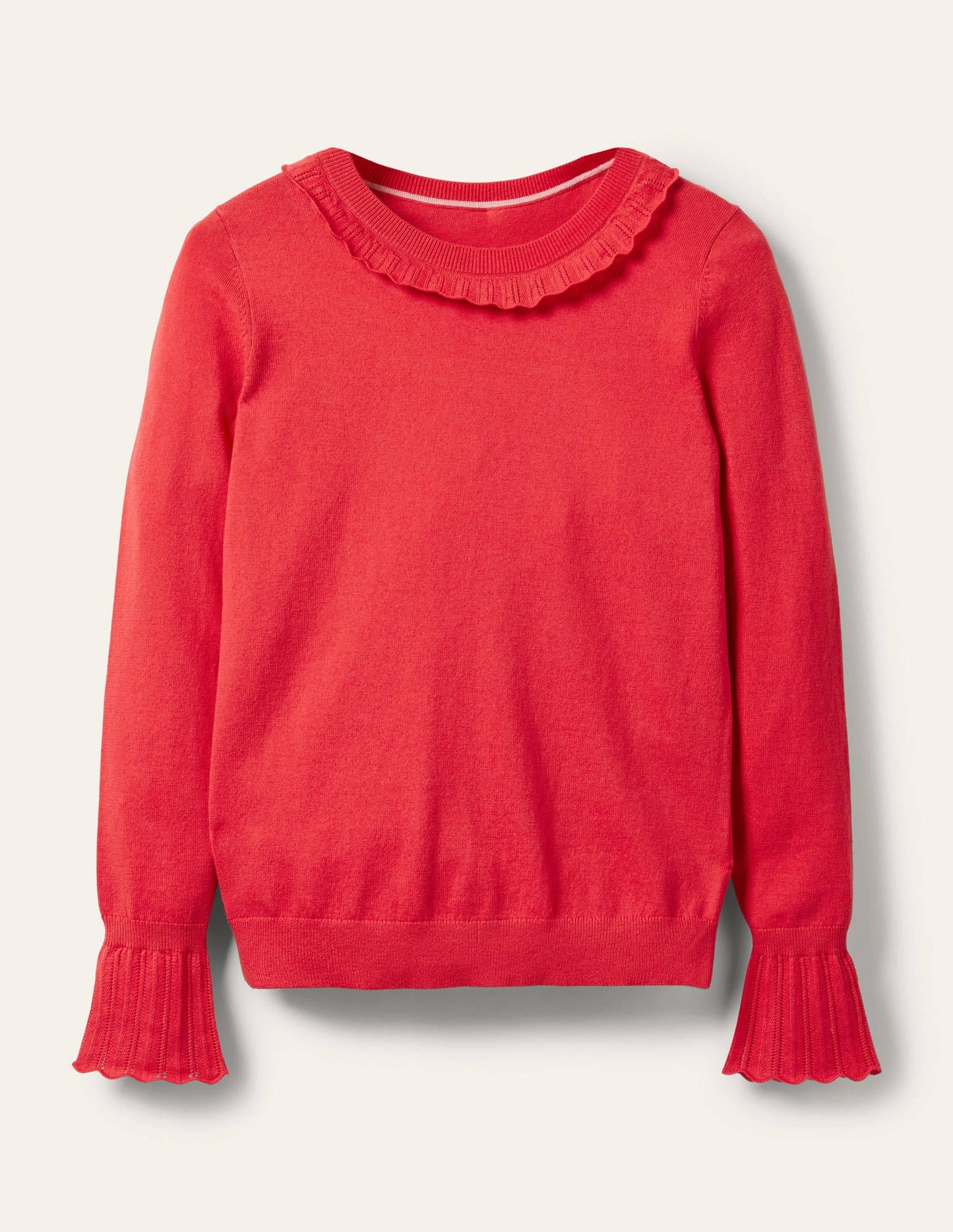 Aimee Pointelle Sweater-Bright Red
