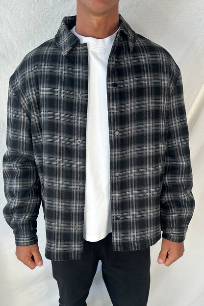 Check Trucker Jacket Black - FINAL SALE