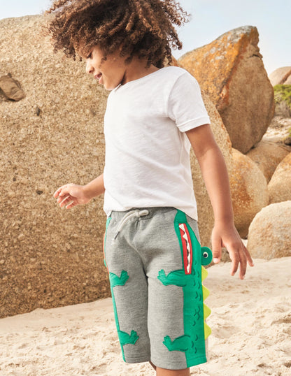 Appliqué Jersey Baggies-Grey Marl Crocodile